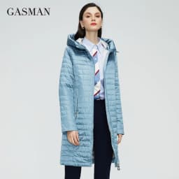 GASMAN 2022 new Women's spring jacket long thin cotton zipper hooded fashion parka coat women lightweight autumn jackets 20155