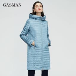 GASMAN 2022 new Women's spring jacket long thin cotton zipper hooded fashion parka coat women lightweight autumn jackets 20155