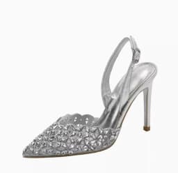 Glitter Rhinestone Drill Lattice Cutout Pumps Lady Back Strap Thin Heels Wedding Shoes black suede Pointed Toe crystal  high Hee
