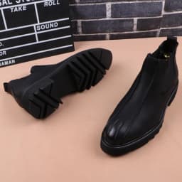 British fashion mens shoes black chelsea boots platform genuine leather boot autumn winter ankle botas masculinas zapatos hombre
