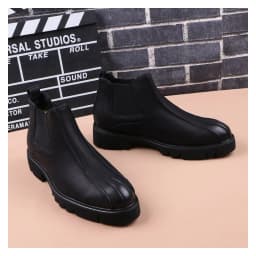 British fashion mens shoes black chelsea boots platform genuine leather boot autumn winter ankle botas masculinas zapatos hombre