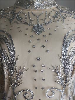 rhinestones mini dress sparkly crystals high neck long sleeve transparent silver women evening tassels party dress