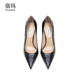 Heels For Women Real Leather Pumps Crocodile Pattern Luxury Black Women's Shoes Pointed Toe High Heels Ladies Prom Shoes Women