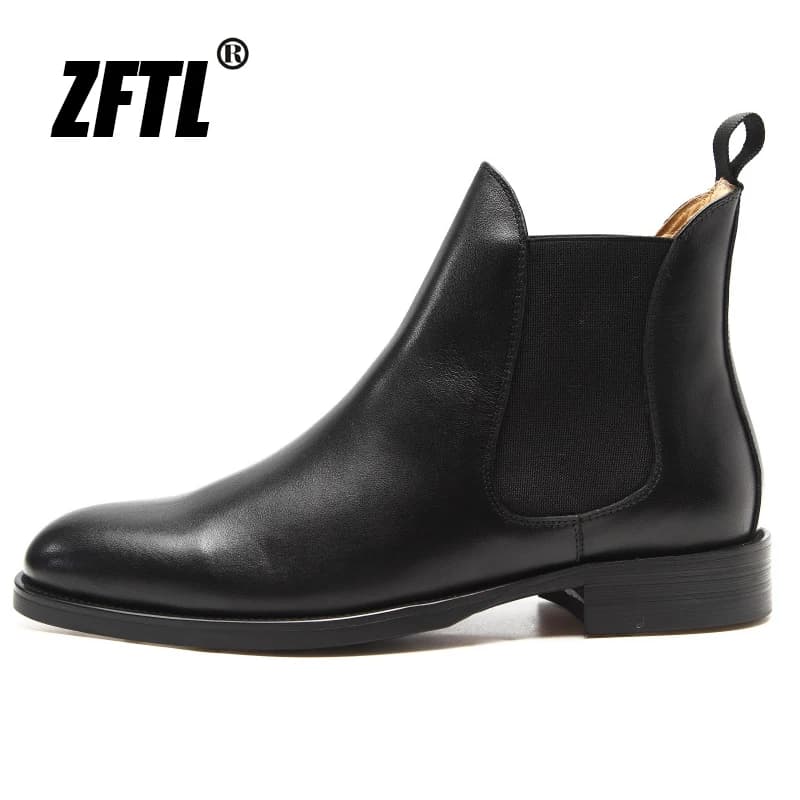 ZFTL Men Ankle boots Chelsea man boots male Business fashion man slip-on boots large size Genuine leather Knight men's boots2025