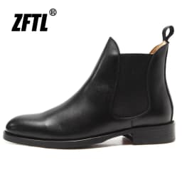 ZFTL Men Ankle boots Chelsea man boots male Business fashion man slip-on boots large size Genuine leather Knight men's boots2025