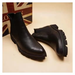 mens casual business office formal dress chelsea boots platform shoes genuine leather boot black ankle botas hombre chaussure