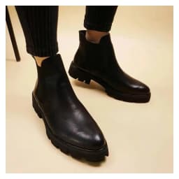 mens casual business office formal dress chelsea boots platform shoes genuine leather boot black ankle botas hombre chaussure