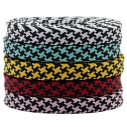 Coolstring Official Shoelaces Store 7MM Double Color Combination Houndstooth Flat Shape Charmed Laces Regular Grid Easy Cordons