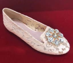 Summer Floral Lace Rhinestone Embellished Flat Shoes Women Glitter Crystal Flower Buckle Loafers Slip On Beauty Wedding Shoes