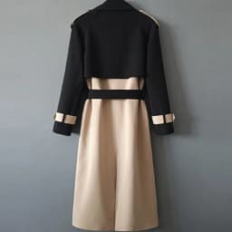 CHAOJUE 2023 Fashion New Khaki and Black Patchwork Color Extra Long Trench England Women's Double Breasted Windbreaker