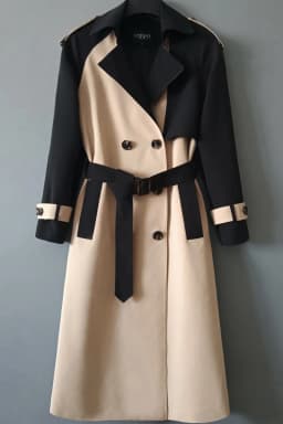 CHAOJUE 2023 Fashion New Khaki and Black Patchwork Color Extra Long Trench England Women's Double Breasted Windbreaker