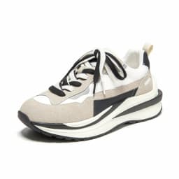 BeauToday Chunky Sneakers Casual Women Cow Suede Synthetic Leather Patchwork Lace-Up Round Toe Ladies Waffle Shoes 29439