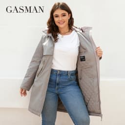 GASMAN New women's coat spring 2022 brand Mid-Length Fashion Women's jacket Contrasting trench pocket hooded casual parkas 8266
