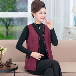 UHYTGF Spring Autumn Vests Jacket Womens Single Breasted 5XL Large Size Coat Female V-Neck Casual Thin Waistcoat Vest Femme 1925