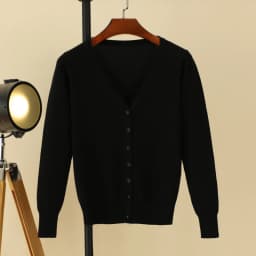 Korean Fashion Black Cropped Blouses Cardigan Female Clothing Sweaters Jersey Long Sleeve Top Women's Coat Spring 2025 Style