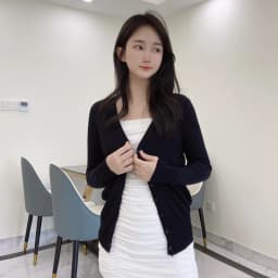 Korean Fashion Black Cropped Blouses Cardigan Female Clothing Sweaters Jersey Long Sleeve Top Women's Coat Spring 2025 Style