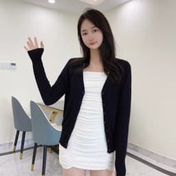 Korean Fashion Black Cropped Blouses Cardigan Female Clothing Sweaters Jersey Long Sleeve Top Women's Coat Spring 2025 Style