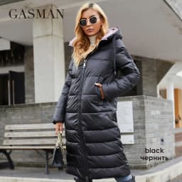 GASMAN 2022 Women's down jacket Long hooded fashion brand  coat women high street Quality Color contrast Windproof parkas 21792