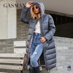 GASMAN 2022 Women's down jacket Long hooded fashion brand  coat women high street Quality Color contrast Windproof parkas 21792
