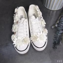 Handmade New White Flower Canvas Shoes for Women Rhinestones Students Lady Casual Shoes White Flat Sneakers Size 35-44