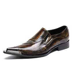 Christia Bella British Style Brown Men Genuine Leather Shoes Pointed Toe Business Formal Shoes Party Celebration Brogue Shoes