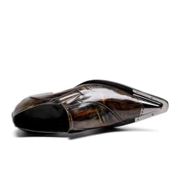 Christia Bella British Style Brown Men Genuine Leather Shoes Pointed Toe Business Formal Shoes Party Celebration Brogue Shoes