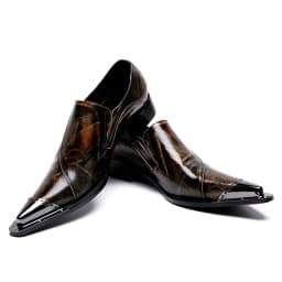 Christia Bella British Style Brown Men Genuine Leather Shoes Pointed Toe Business Formal Shoes Party Celebration Brogue Shoes