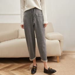 Autumn Winter New Thickened 100% Goat Cashmere Pants Women's High Waist Fashion Contrast Color Knitted Capris Wear Grandma Pants