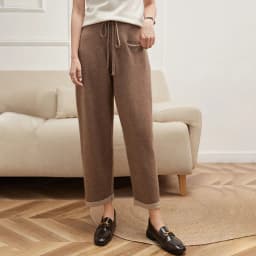 Autumn Winter New Thickened 100% Goat Cashmere Pants Women's High Waist Fashion Contrast Color Knitted Capris Wear Grandma Pants