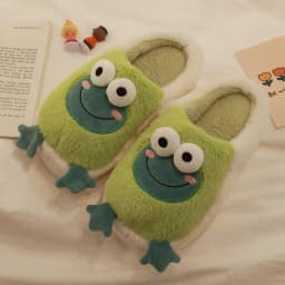 2022 Winter Slippers Women Men Home Floor Shoes Cute Frog Keep Warm Soft Plush Couples Indoor Slides Ladies Cotton Footwear