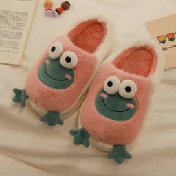 2022 Winter Slippers Women Men Home Floor Shoes Cute Frog Keep Warm Soft Plush Couples Indoor Slides Ladies Cotton Footwear