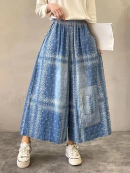 Amax luluE Spring Womens Denim Trousers Fashion Loose Printed Leisure Jeans Females Luxury Vintage Punk Classic Wide Leg Pants