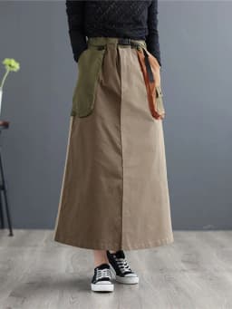 Amax LuluE 2024 Winter Women Fashion Loose Vintage Elastic Waist Cotton Skirts Ladies Luxury Casual Clothing Harajuku Streetwear