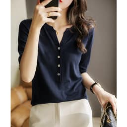 2022 thin knit short sleeve women's pullover V neck cotton thread half sleeve top fashion short cotton and linen bottom T-shirt