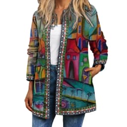 Y2K Spring Autumn Vintage Ethnic Style Cardigan Long Sleeve Printed Jackets Loose Outerwear Ladies Coat Harajuku Tops Women