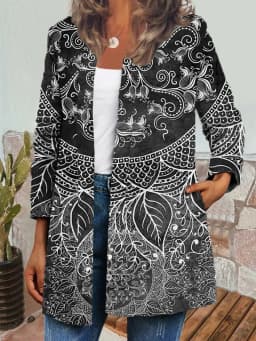 Y2K Spring Autumn Vintage Ethnic Style Cardigan Long Sleeve Printed Jackets Loose Outerwear Ladies Coat Harajuku Tops Women