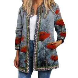 Y2K Spring Autumn Vintage Ethnic Style Cardigan Long Sleeve Printed Jackets Loose Outerwear Ladies Coat Harajuku Tops Women