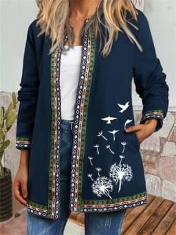 Y2K Spring Autumn Vintage Ethnic Style Cardigan Long Sleeve Printed Jackets Loose Outerwear Ladies Coat Harajuku Tops Women