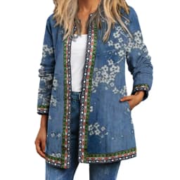 Y2K Spring Autumn Vintage Ethnic Style Cardigan Long Sleeve Printed Jackets Loose Outerwear Ladies Coat Harajuku Tops Women