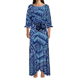 Drop Shipping Big People Trendy Dress Women's Sexy Lace-up Fishtail Dress Polynesian Samoan Customized On Demand Dresses