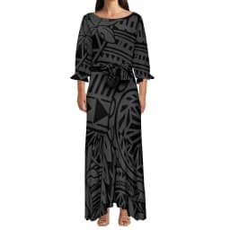 Drop Shipping Big People Trendy Dress Women's Sexy Lace-up Fishtail Dress Polynesian Samoan Customized On Demand Dresses