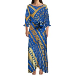 Drop Shipping Big People Trendy Dress Women's Sexy Lace-up Fishtail Dress Polynesian Samoan Customized On Demand Dresses
