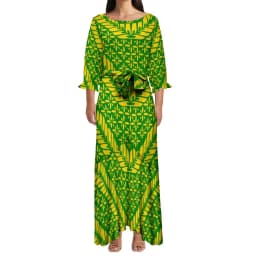 Drop Shipping Big People Trendy Dress Women's Sexy Lace-up Fishtail Dress Polynesian Samoan Customized On Demand Dresses