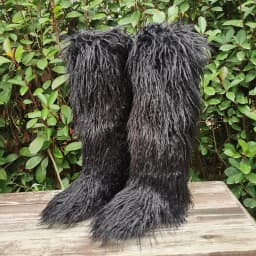 Luxury Winter Faux Fur Thigh High Snow Boots Shoes Women Men Ankle Snow Boots Fluffy Mongolian Fur Platform Snow Boots For Women