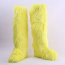 Luxury Winter Faux Fur Thigh High Snow Boots Shoes Women Men Ankle Snow Boots Fluffy Mongolian Fur Platform Snow Boots For Women