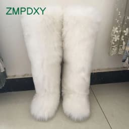 Luxury Winter Faux Fur Thigh High Snow Boots Shoes Women Men Ankle Snow Boots Fluffy Mongolian Fur Platform Snow Boots For Women