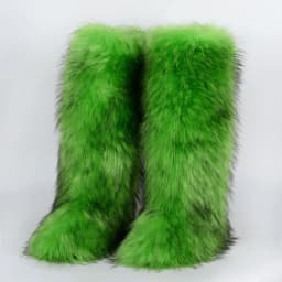 Luxury Winter Faux Fur Thigh High Snow Boots Shoes Women Men Ankle Snow Boots Fluffy Mongolian Fur Platform Snow Boots For Women