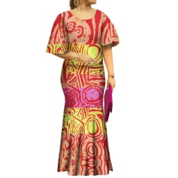 Tapa Design Upscale Fishtail Dress Two Piece Size S-8XL Polynesian High Quality Polyester Flared Sleeve Puletasi Mermaid Skirt
