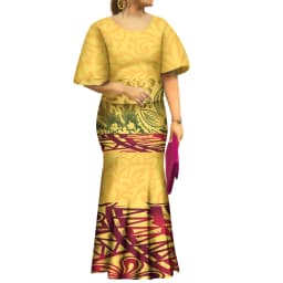 Tapa Design Upscale Fishtail Dress Two Piece Size S-8XL Polynesian High Quality Polyester Flared Sleeve Puletasi Mermaid Skirt