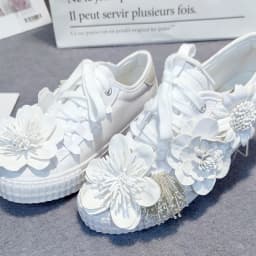 Autumn Women Casual Shoes Girl's Spring White Shoes Handmade Creative Flower Canvas Sneakers Flats Breathable Outdoors Footwear